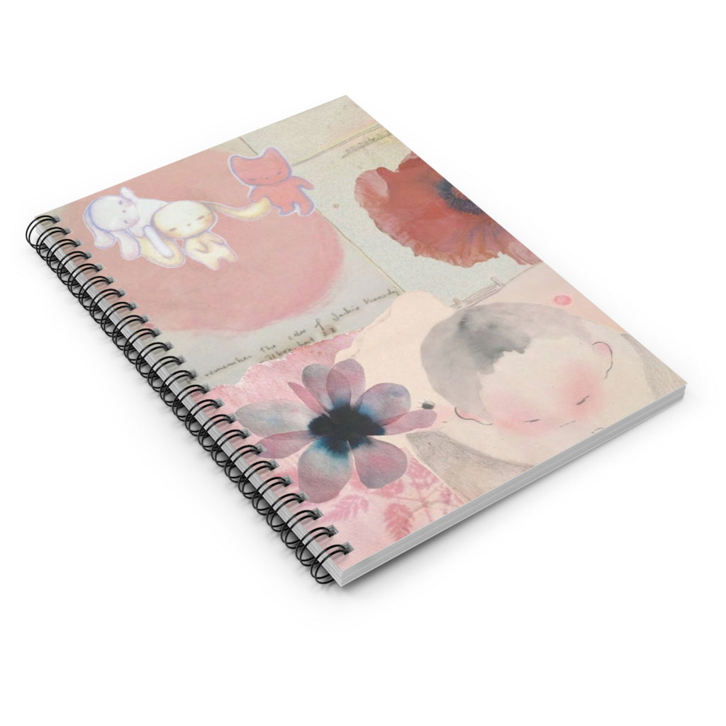 Cute Pastel Spiral Notebook, Aesthetic Kawaii Lined Journal for School, Work & Creative Writing