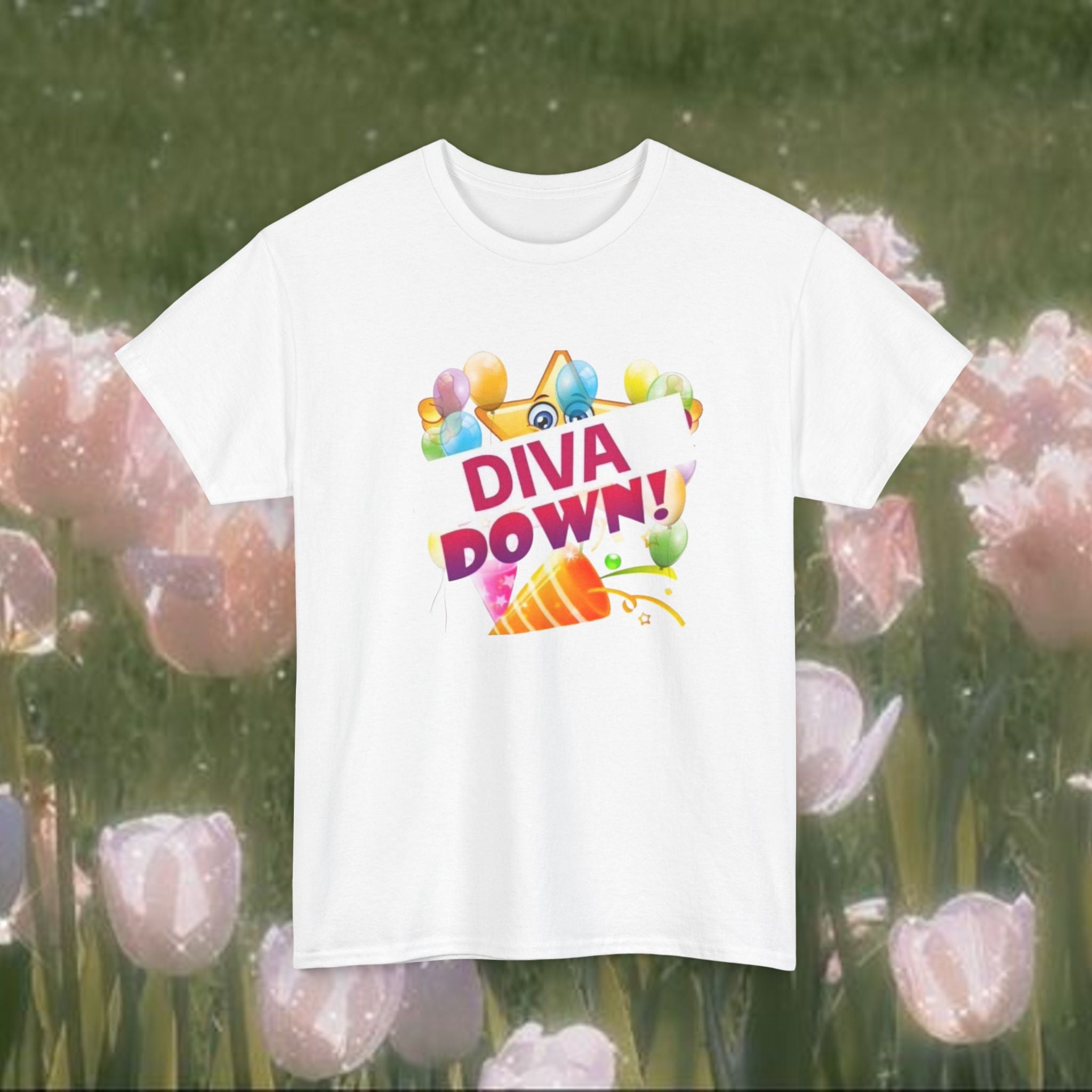 Diva Down Meme Graphic T-Shirt – Funny Y2K Pop Humor Tee, Bold Statement Shirt, Unisex Cotton Top