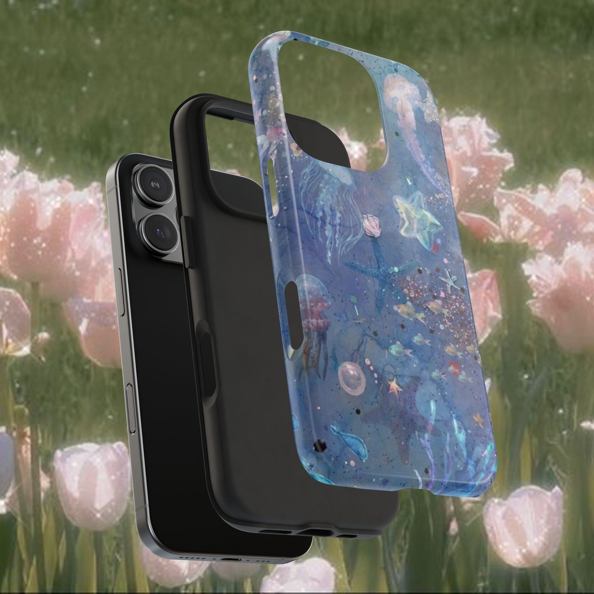 Dreamy Ocean iPhone Case, Blue Underwater Aesthetic Protective Phone Cover