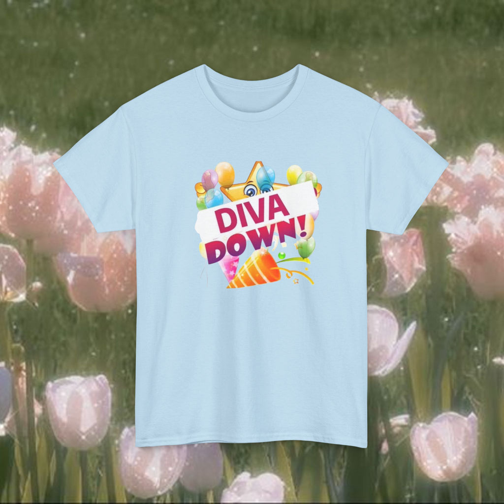 Diva Down Meme Graphic T-Shirt – Funny Y2K Pop Humor Tee, Bold Statement Shirt, Unisex Cotton Top