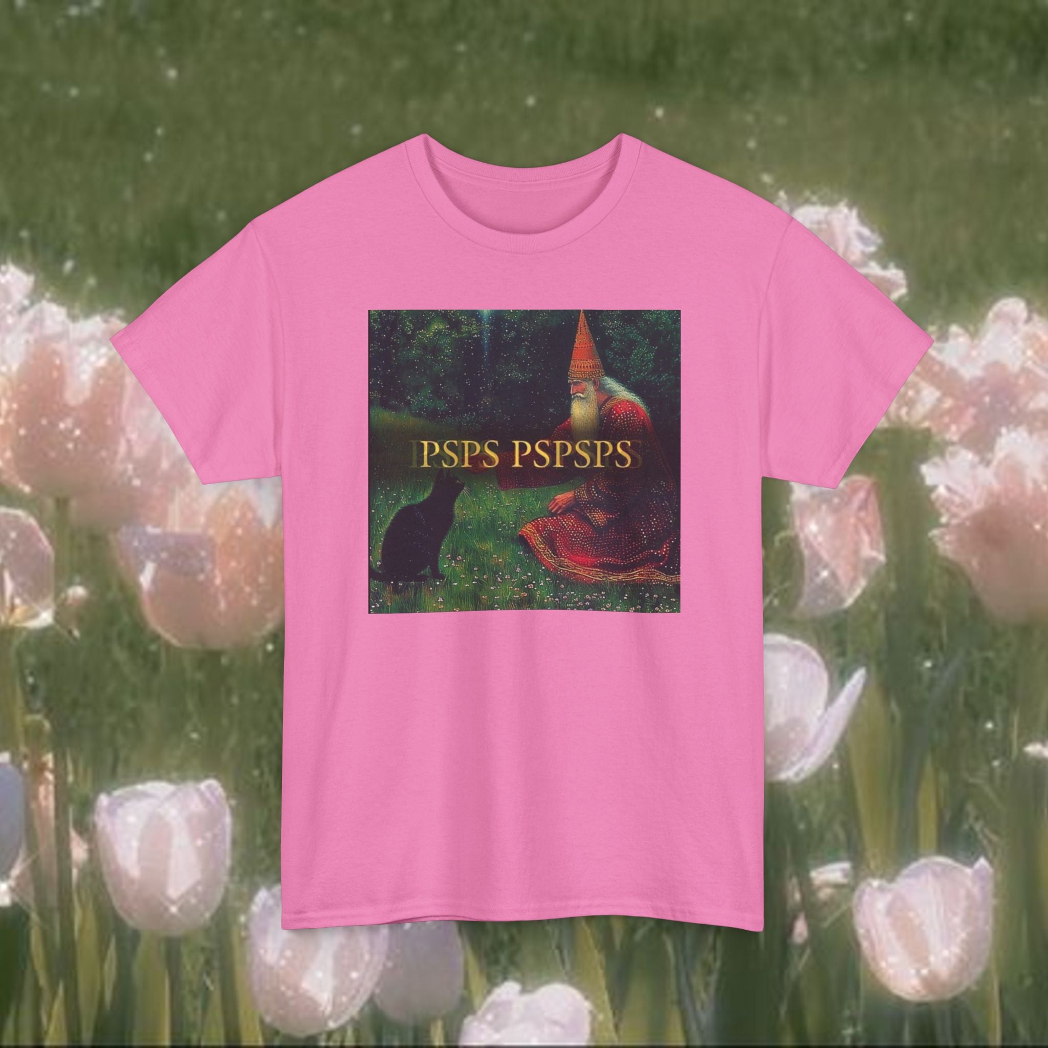 Mystical Wizard Cat Graphic T-Shirt, Vintage Fantasy Art Tee, Whimsical Cottagecore Shirt, Soft Aesthetic Unisex Top