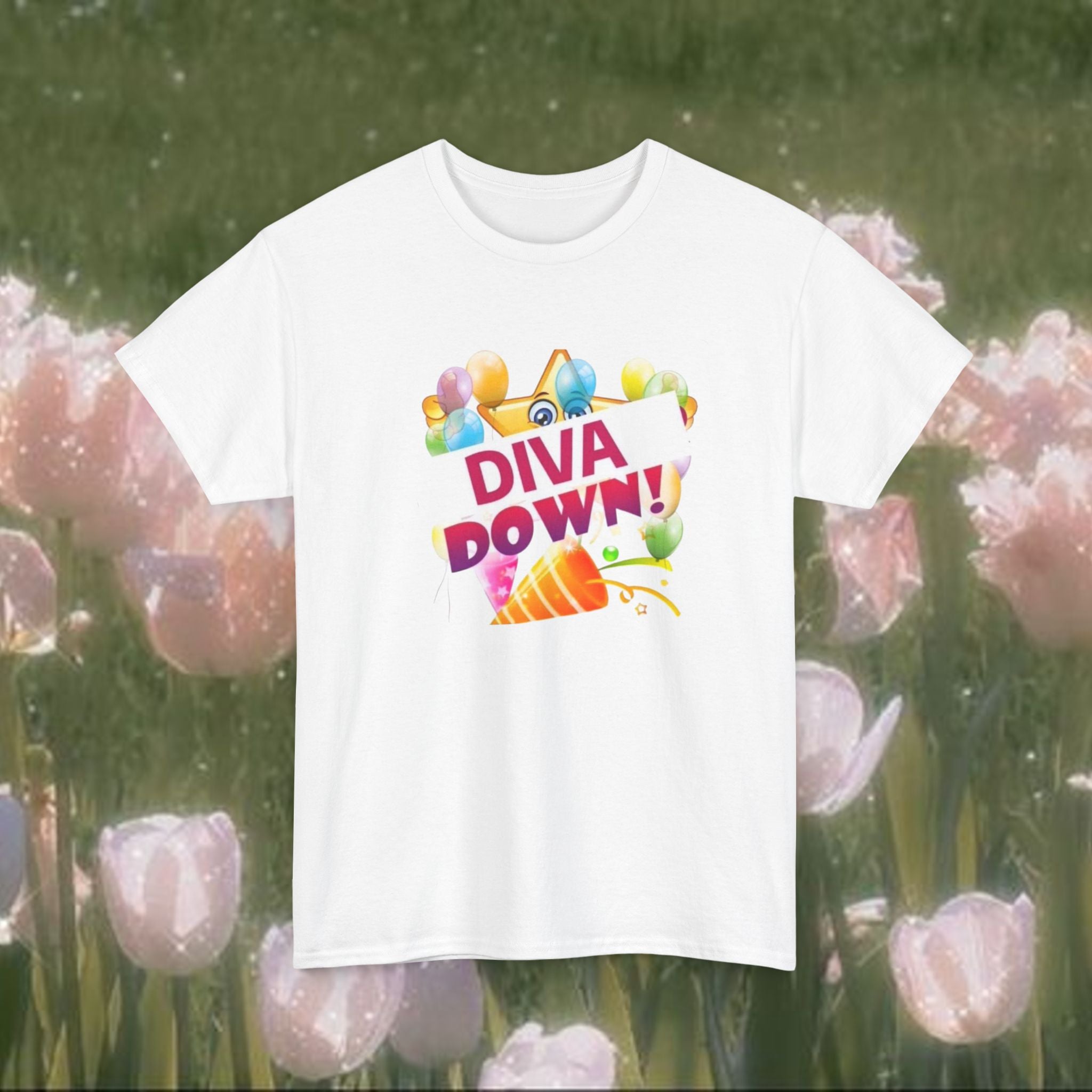 Diva Down Meme Graphic T-Shirt – Funny Y2K Pop Humor Tee, Bold Statement Shirt, Unisex Cotton Top