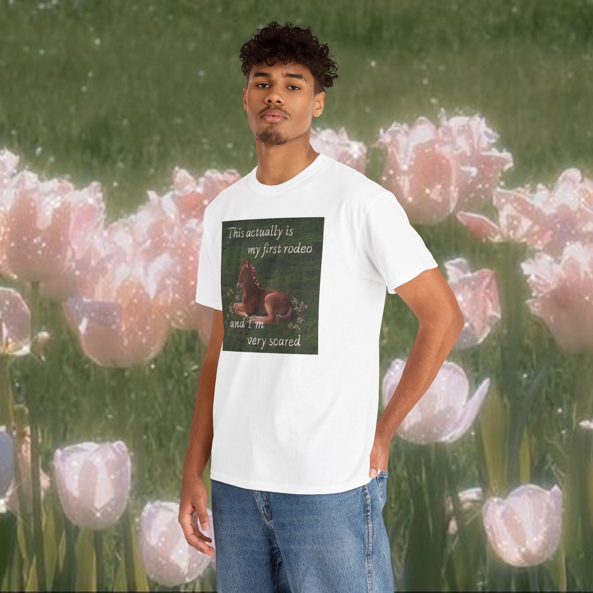 This Is Actually My First Rodeo T-Shirt – Funny Anxious Meme Tee, Soft Minimal Graphic Shirt, Unisex Cotton Humor Top