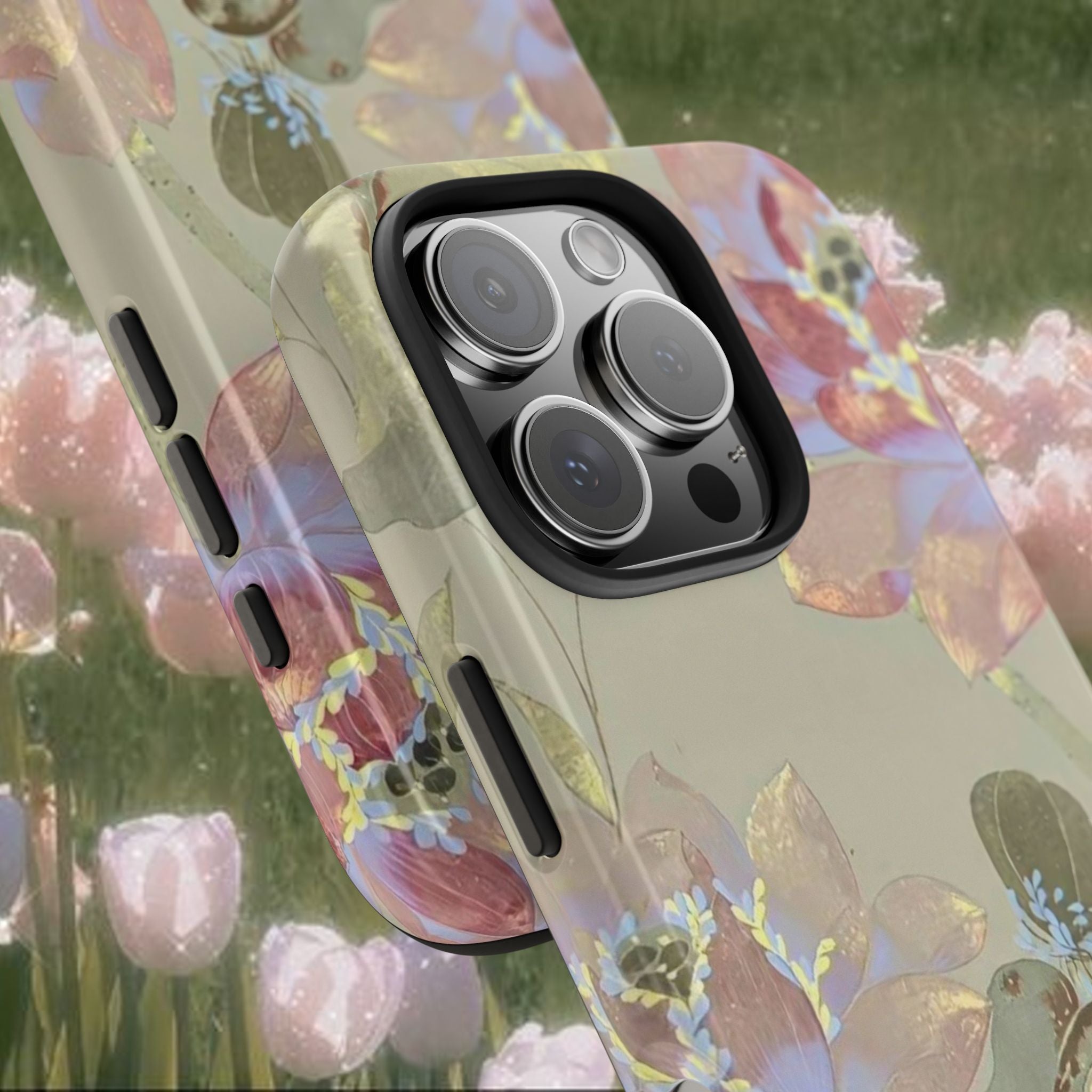 Dreamy Floral iPhone Case, Soft Botanical Aesthetic Protective Phone Cover