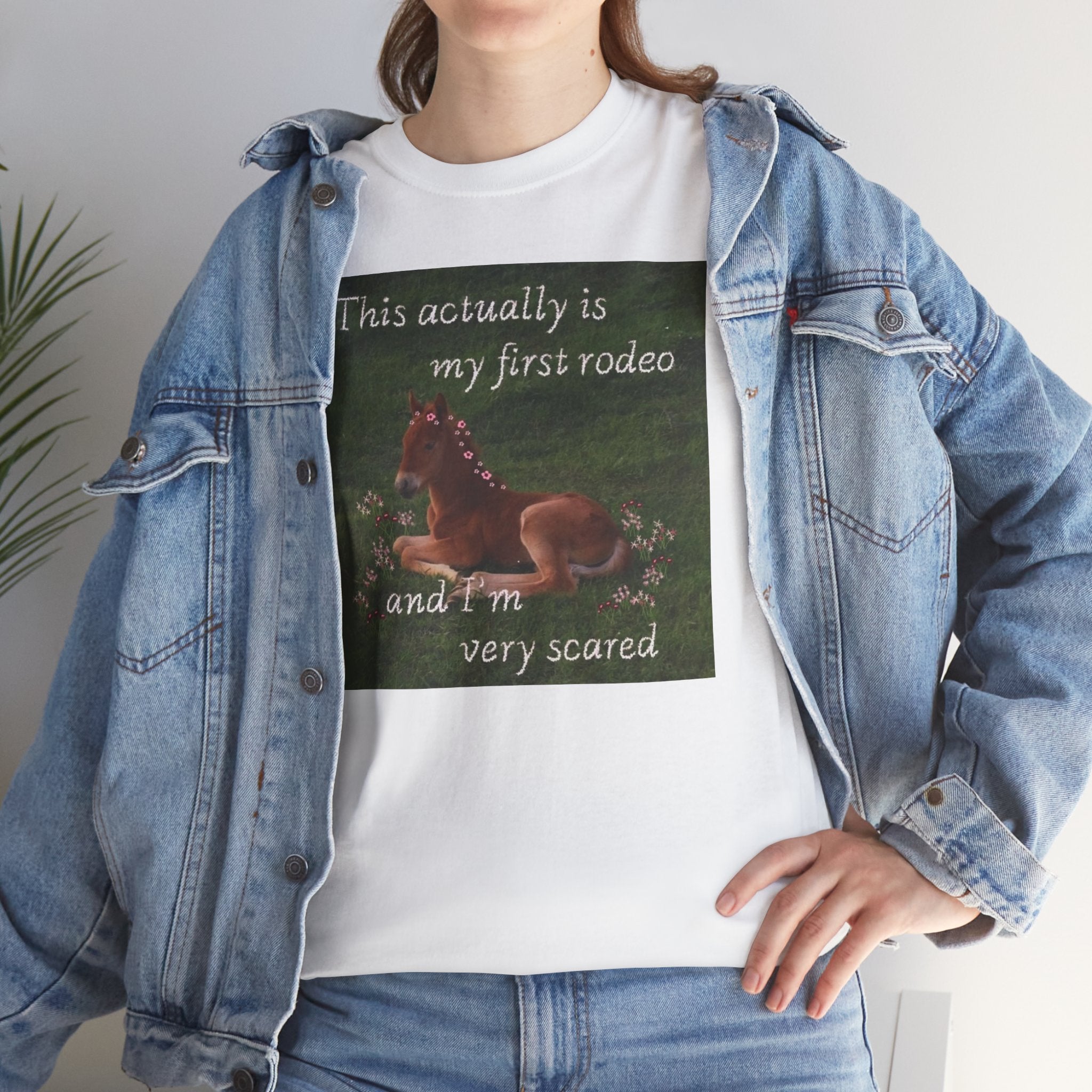 This Is Actually My First Rodeo T-Shirt – Funny Anxious Meme Tee, Soft Minimal Graphic Shirt, Unisex Cotton Humor Top