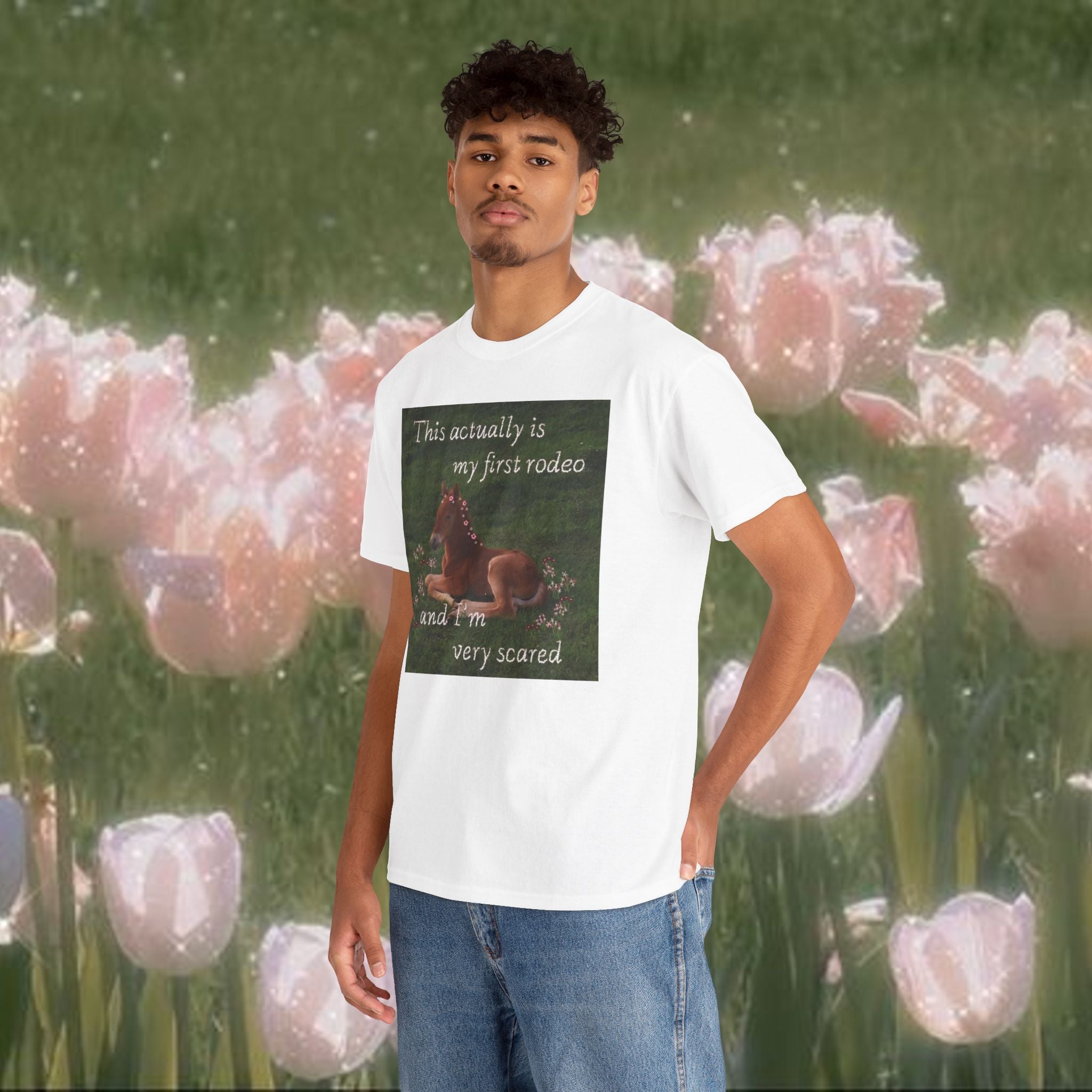 This Is Actually My First Rodeo T-Shirt – Funny Anxious Meme Tee, Soft Minimal Graphic Shirt, Unisex Cotton Humor Top