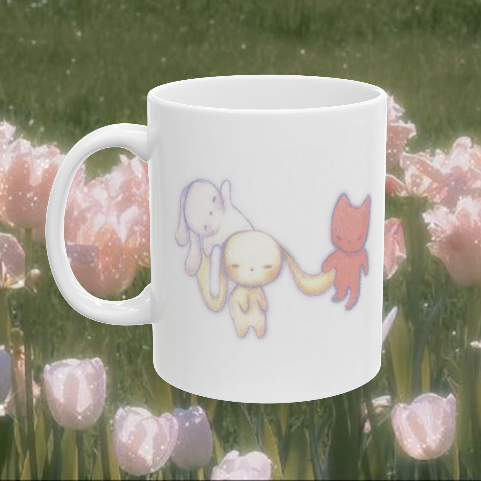 Kawaii Pastel Character Coffee Mug – Cute Aesthetic Ceramic Cup for Coffee, Tea & Matcha