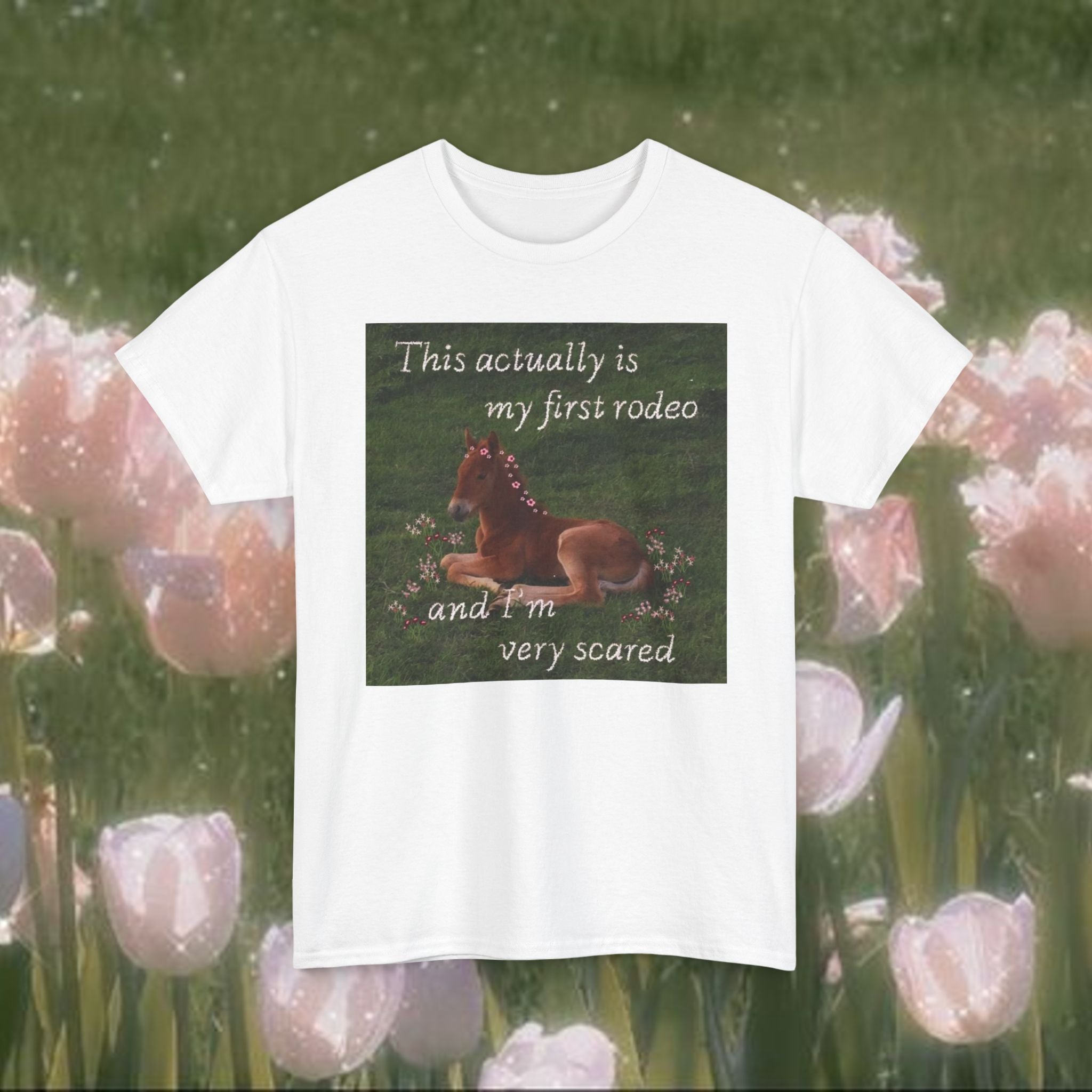 This Is Actually My First Rodeo T-Shirt – Funny Anxious Meme Tee, Soft Minimal Graphic Shirt, Unisex Cotton Humor Top