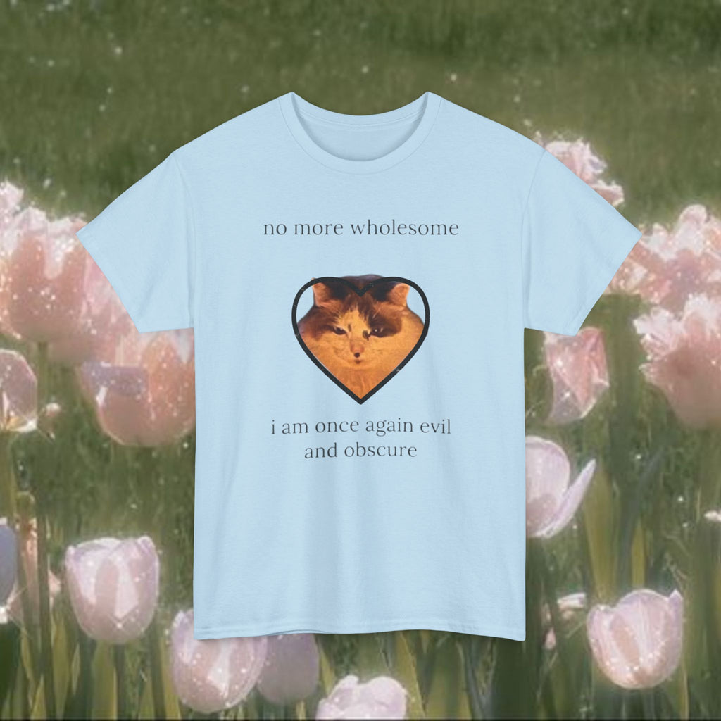 No More Wholesome Cat T-Shirt – Coquette Evil Aesthetic Graphic Tee, Soft Girl Irony Shirt, Cute Dark Humor Unisex Cotton Top