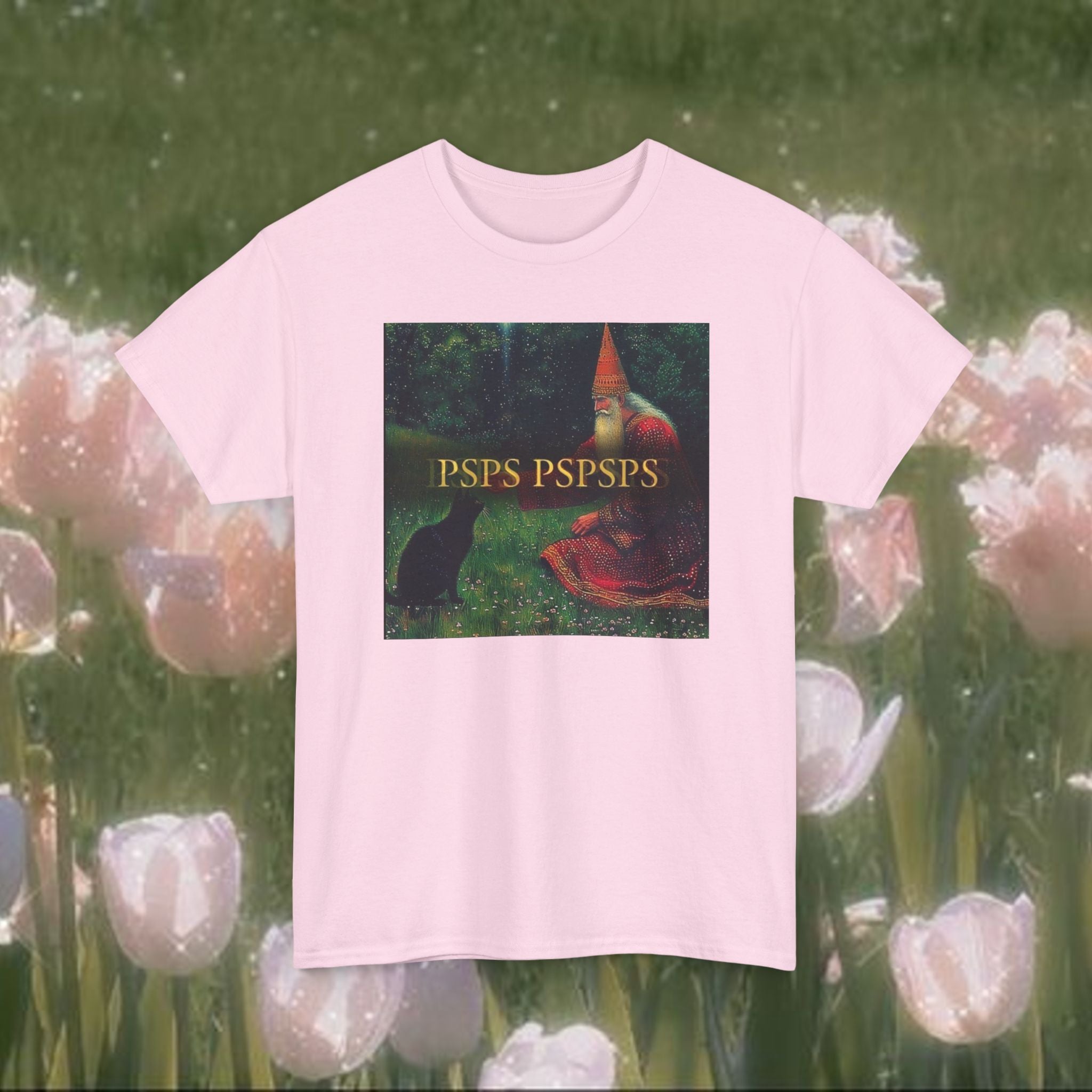 Mystical Wizard Cat Graphic T-Shirt, Vintage Fantasy Art Tee, Whimsical Cottagecore Shirt, Soft Aesthetic Unisex Top