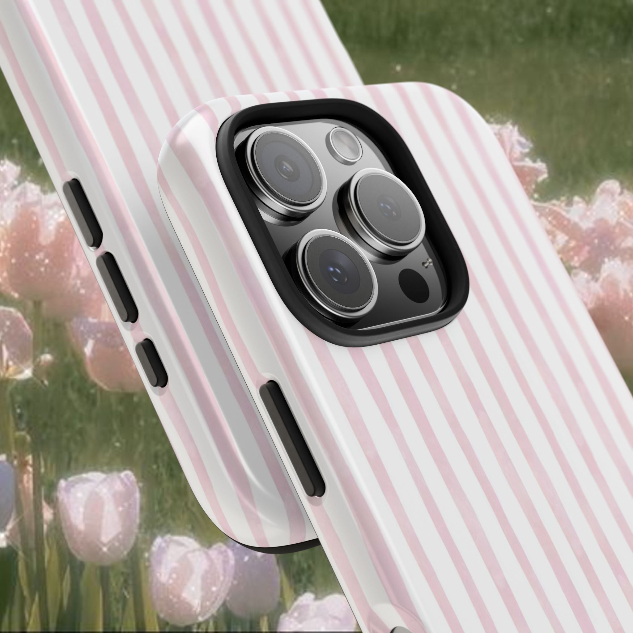 Pink Striped iPhone Case, Soft Pastel Vertical Stripe Phone Cover with Minimalist Aesthetic, Slim Protective Glossy Case, Cute Everyday Phone Accessory