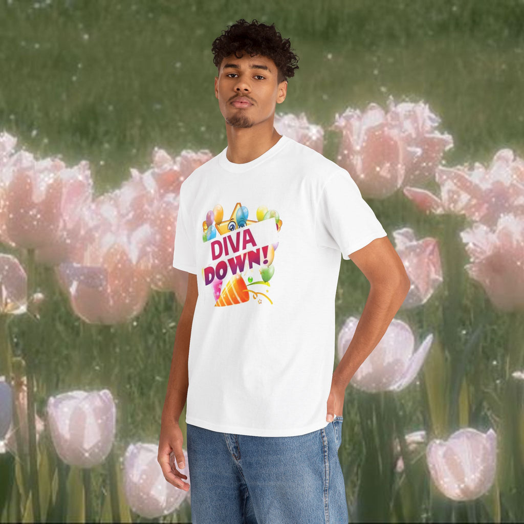Diva Down Meme Graphic T-Shirt – Funny Y2K Pop Humor Tee, Bold Statement Shirt, Unisex Cotton Top