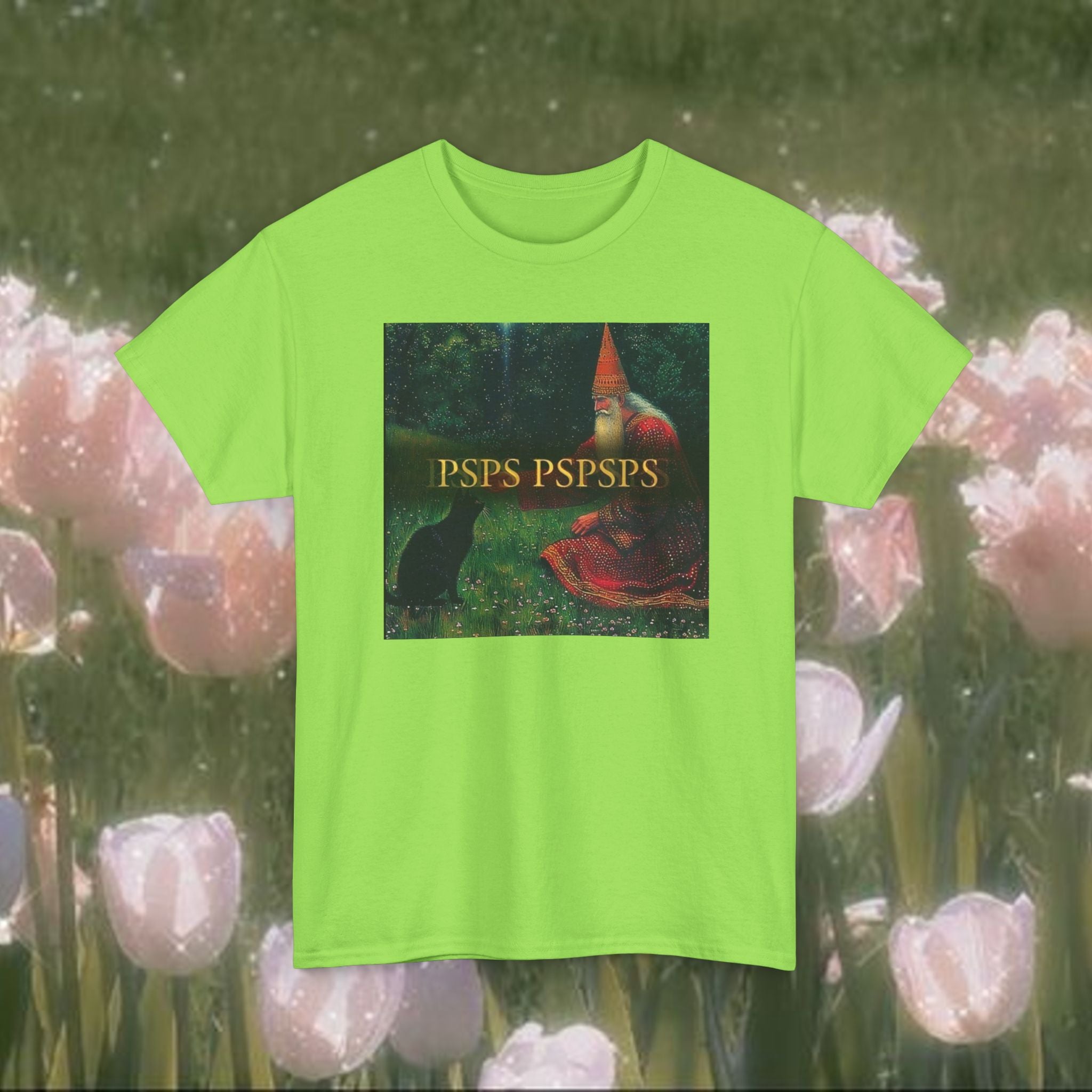 Mystical Wizard Cat Graphic T-Shirt, Vintage Fantasy Art Tee, Whimsical Cottagecore Shirt, Soft Aesthetic Unisex Top