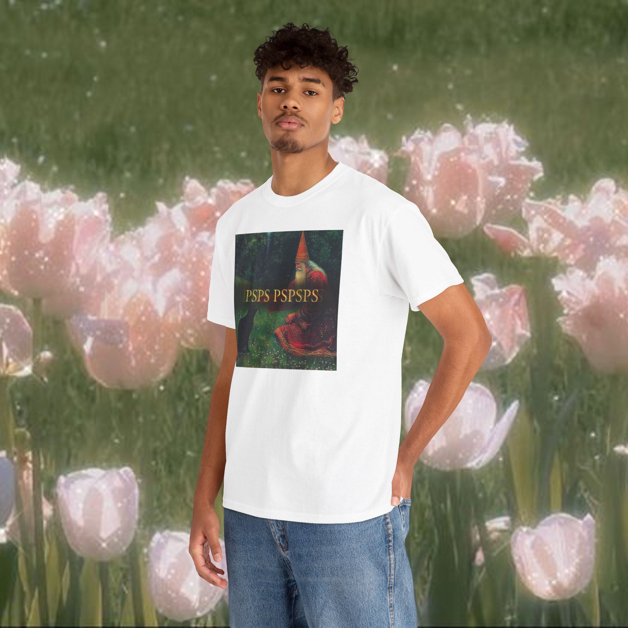 Mystical Wizard Cat Graphic T-Shirt, Vintage Fantasy Art Tee, Whimsical Cottagecore Shirt, Soft Aesthetic Unisex Top