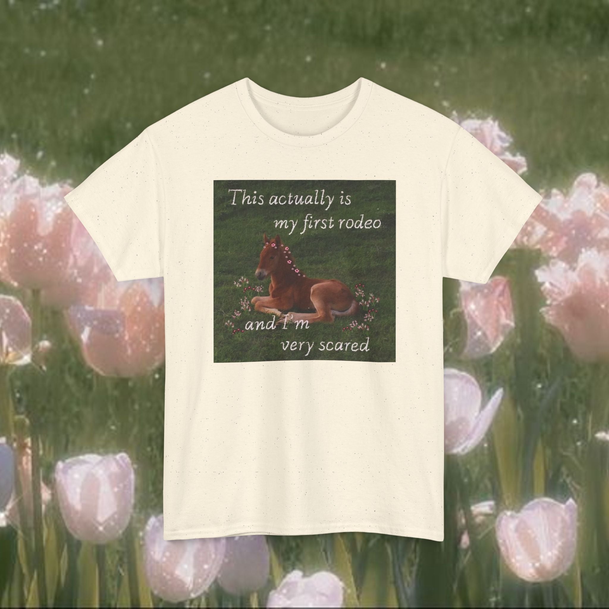 This Is Actually My First Rodeo T-Shirt – Funny Anxious Meme Tee, Soft Minimal Graphic Shirt, Unisex Cotton Humor Top