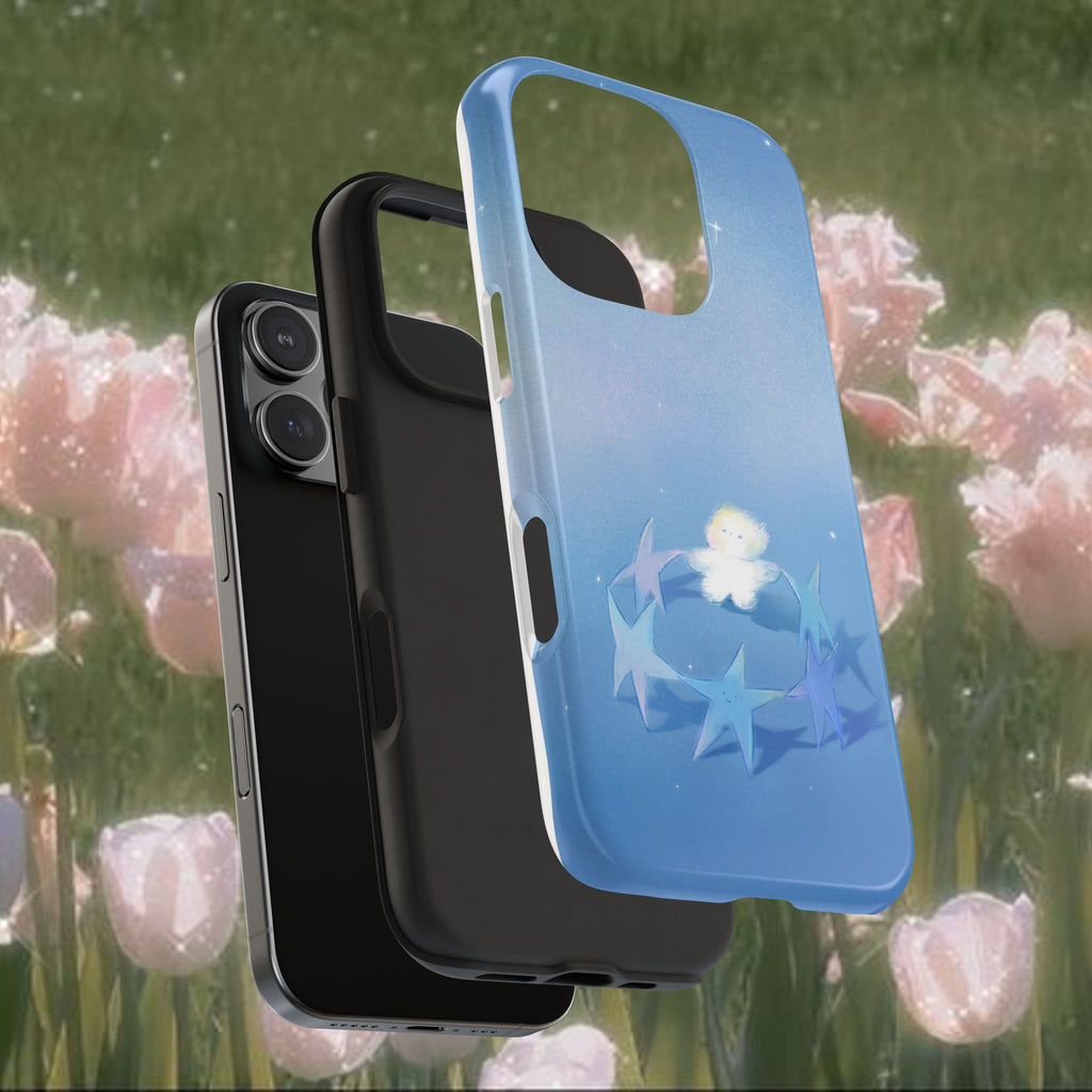 Dreamy Blue Star iPhone Case, Celestial Aesthetic Protective Phone Cover