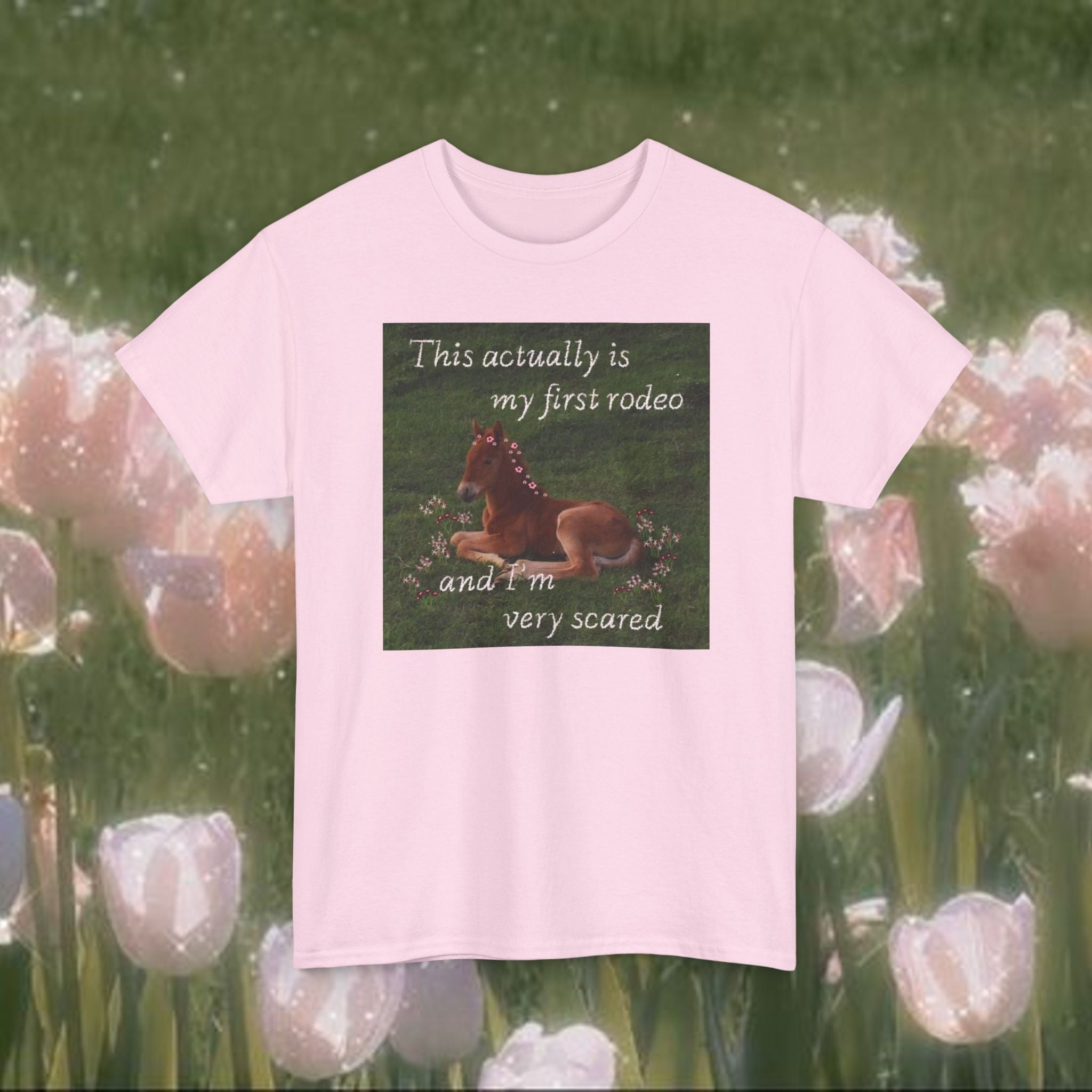 This Is Actually My First Rodeo T-Shirt – Funny Anxious Meme Tee, Soft Minimal Graphic Shirt, Unisex Cotton Humor Top