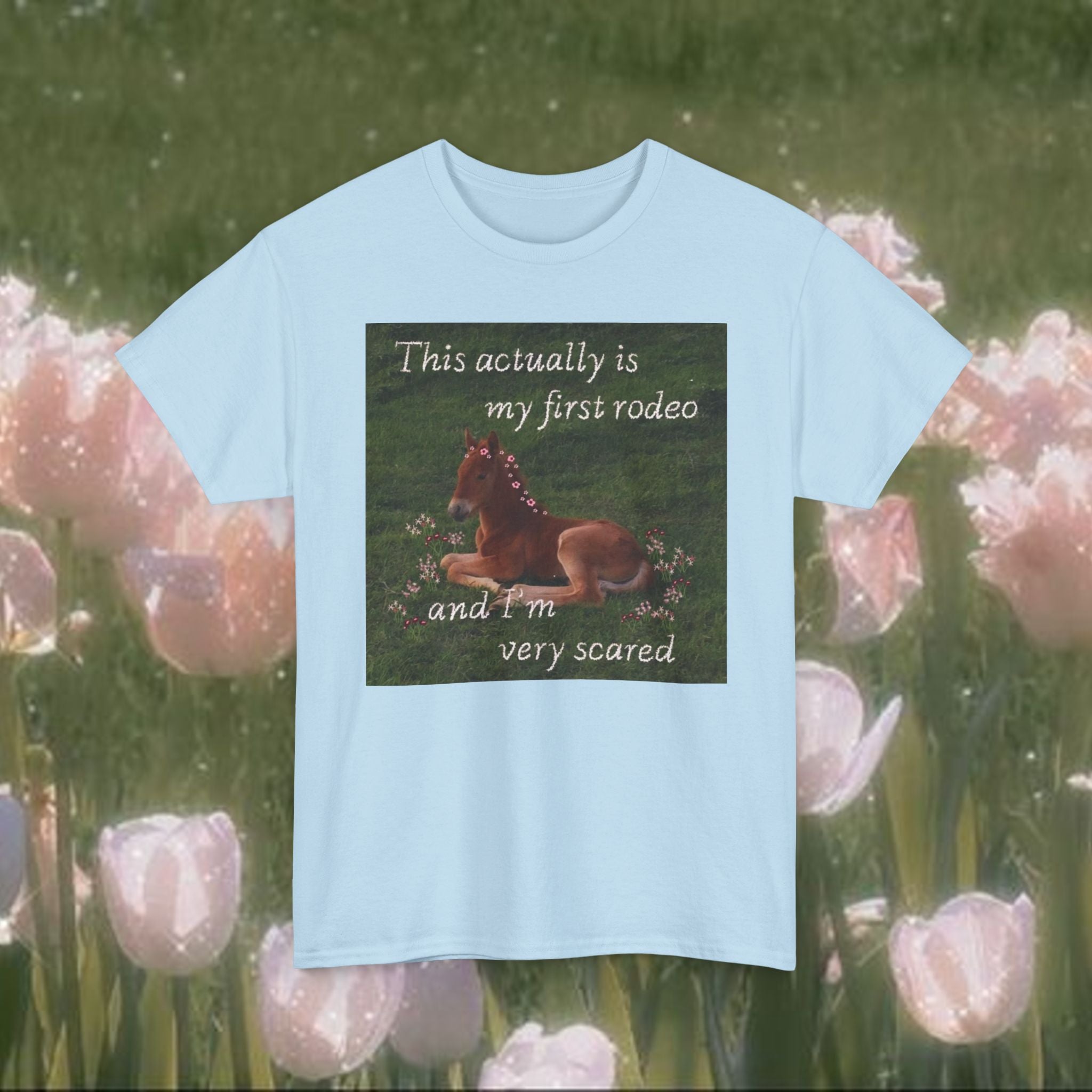 This Is Actually My First Rodeo T-Shirt – Funny Anxious Meme Tee, Soft Minimal Graphic Shirt, Unisex Cotton Humor Top