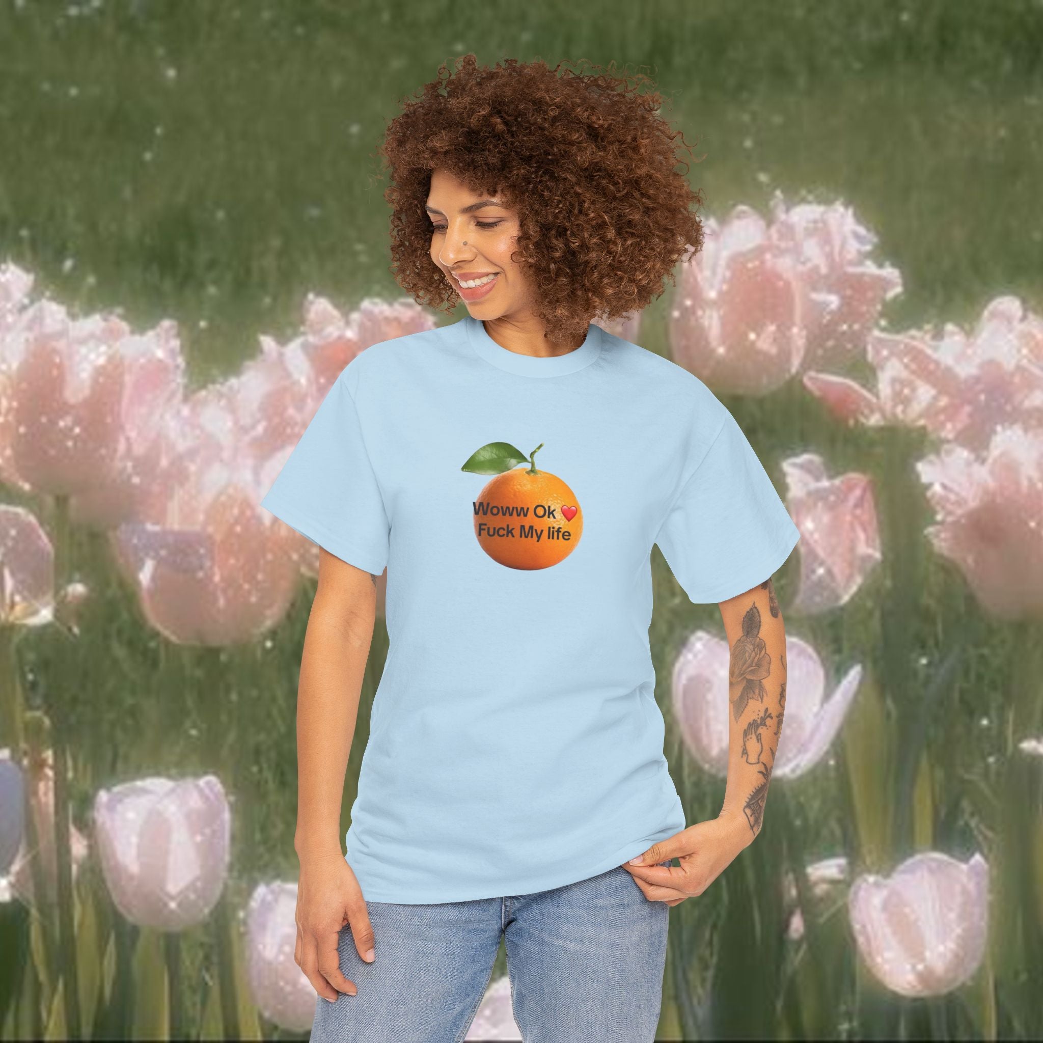 Woww Ok Fuck My Life Orange Shirt — Funny Meme Tee, Sarcastic Gift