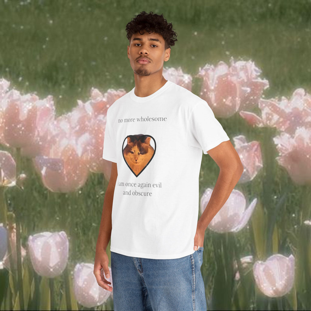 No More Wholesome Cat T-Shirt – Coquette Evil Aesthetic Graphic Tee, Soft Girl Irony Shirt, Cute Dark Humor Unisex Cotton Top